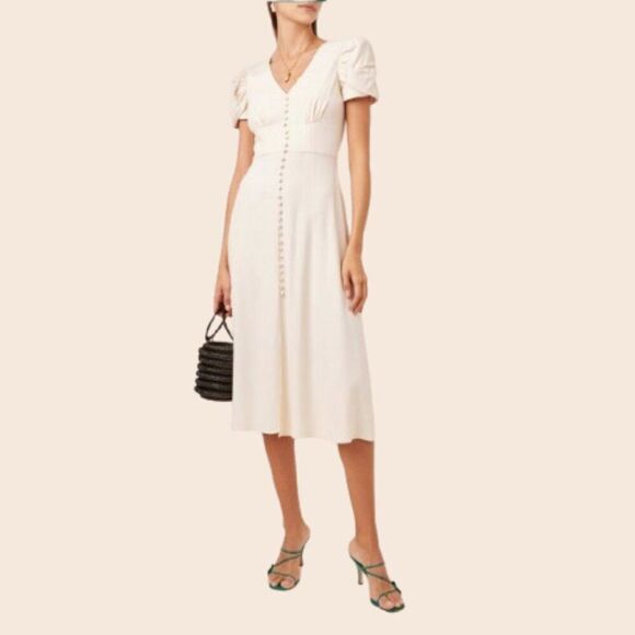 Saloni Margot Dress in Cream Size 4 - Picture 1 of 13